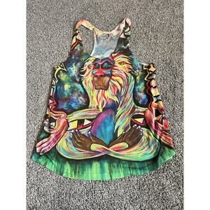 Electro Threads Rafiki Monkey Colorful Sleeveless Tank Top Shirt, Size Large K